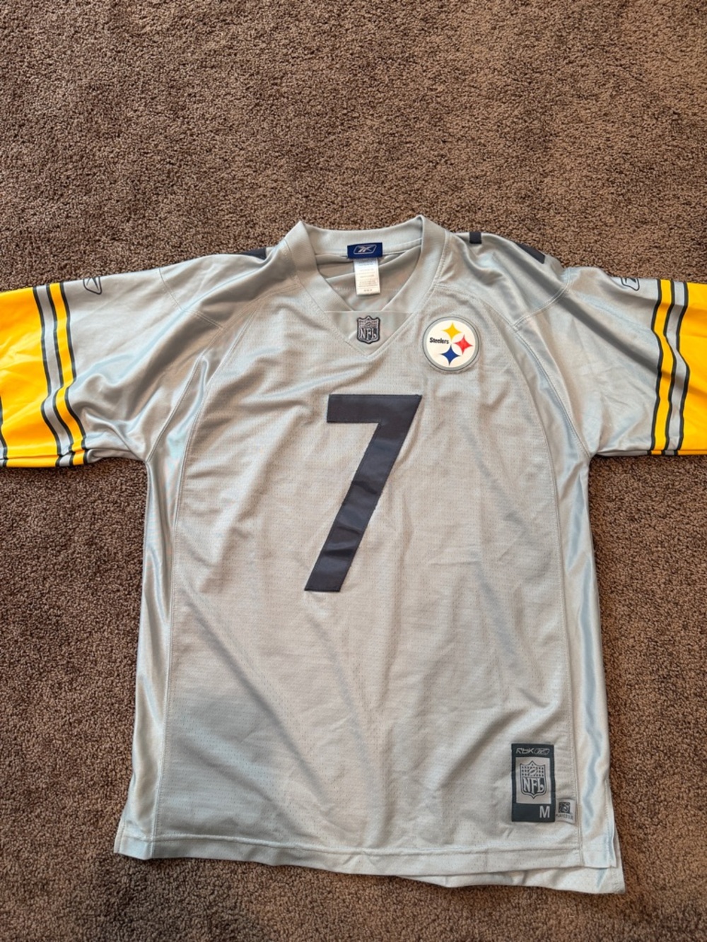 Reebok Pittsburgh Steelers Ben Roethlisberger Grey Football Jersey
